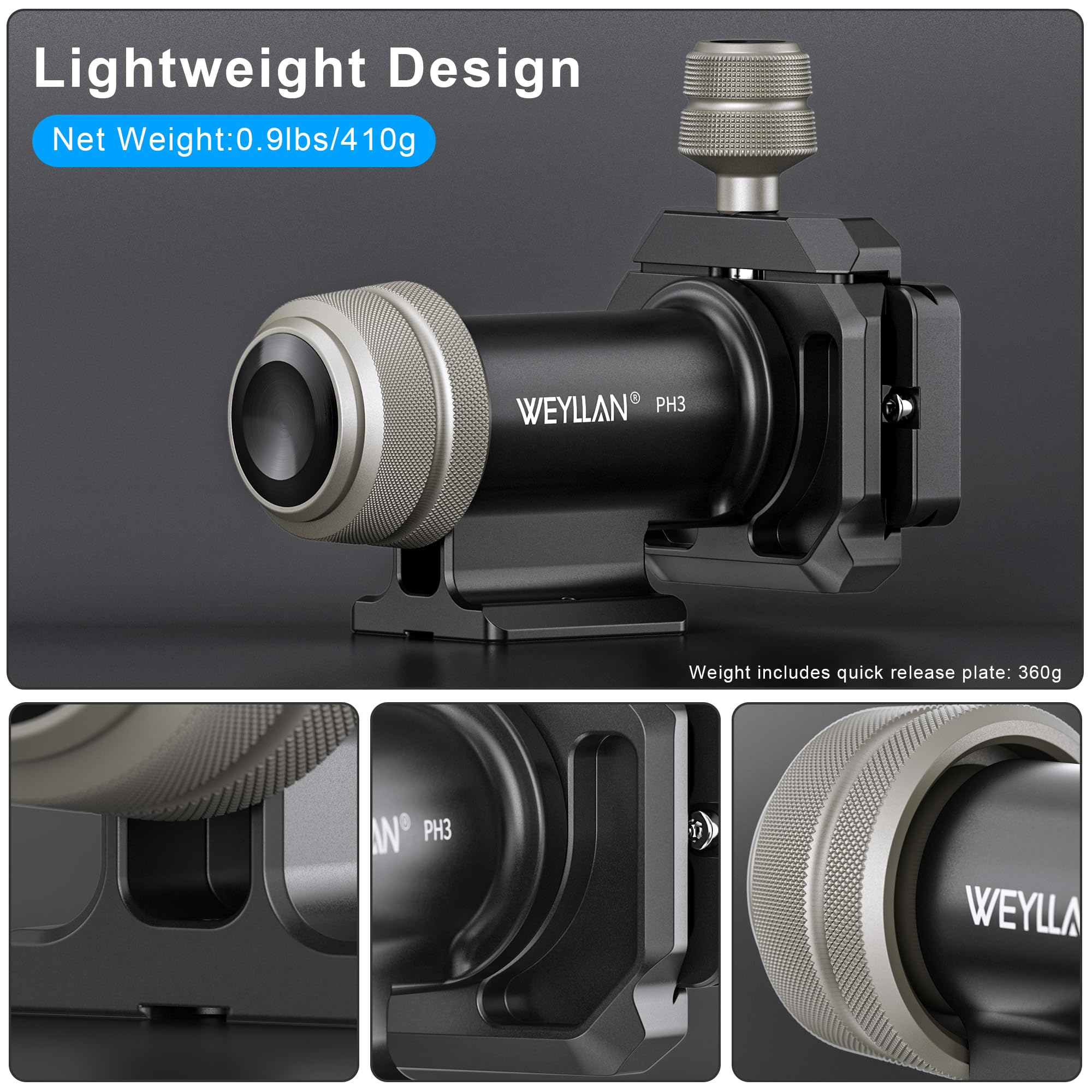 Amazon | WEYLLAN PH3 モノジンバルヘッド 三脚一脚用 CNCオールメタル